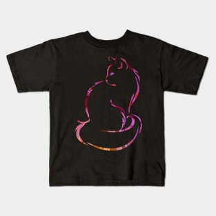 Ornate Abstract Cat Colorful Illustration Kids T-Shirt